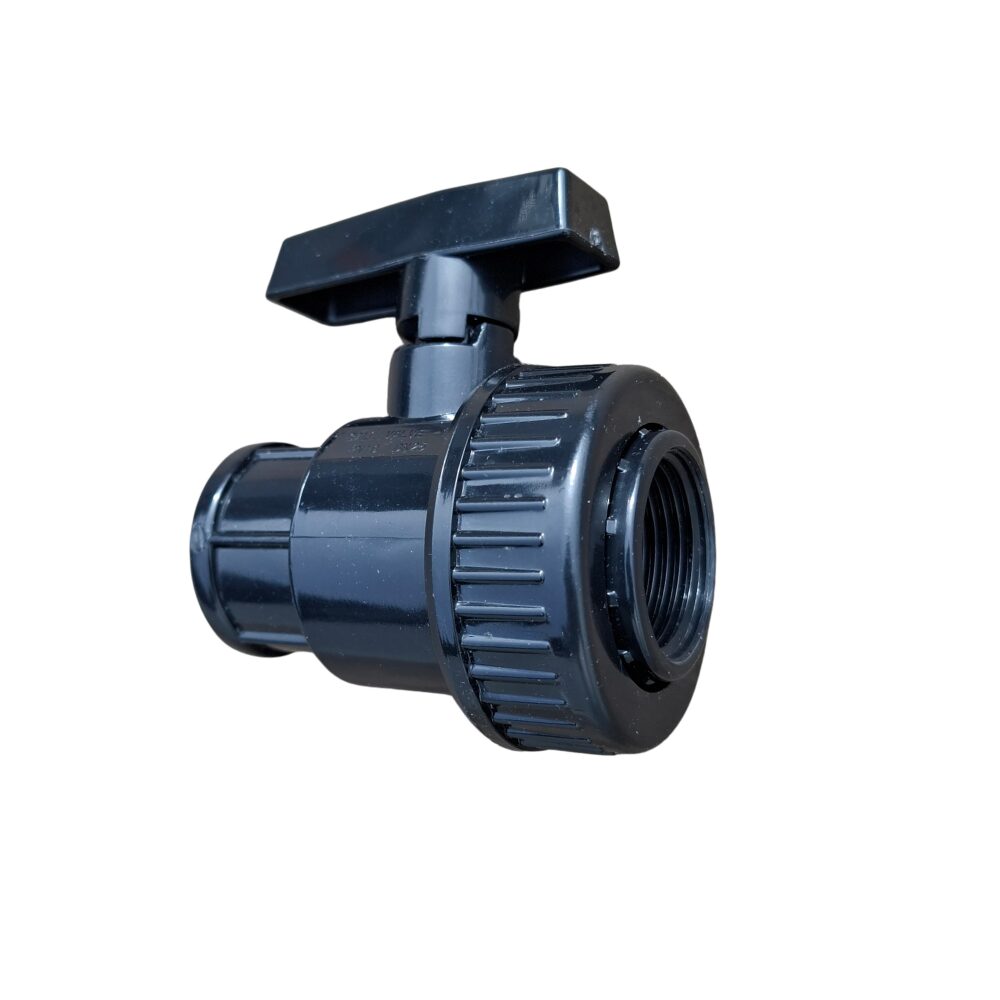 Kogelkraan-PVC bin.dr. 1¼" x 1¼" enk. wrt. PN10 SAB zwart